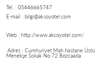 Aksoy Hotel Bozcaada iletiim bilgileri